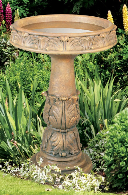 Estate Large Scale Stone Acanthus Birdbath Cement 