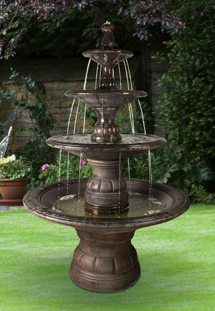 Estate Sized Contemporary Four Tier Fountain Spouting Water Spigots