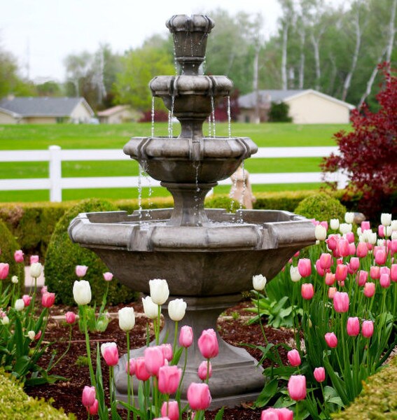 Grande Kensington Three Tier Fountain Stone Cement Henri Classic