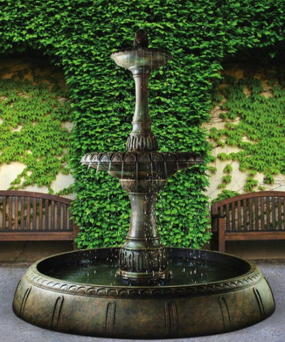 Grande Riviera Fountain with Perpetual Pool Giant Statuary Water with cast stone pool surround