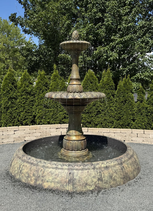 Unique giant Riviera fountain with perpetual pool, the pool is completely fiberglass for impressive size with ease of installation