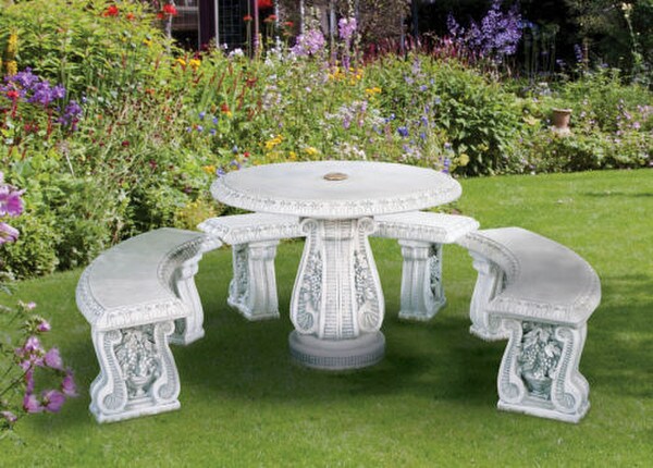 Grape Leaf Garden Cement Table Henri Stone Base Winery Vineyard