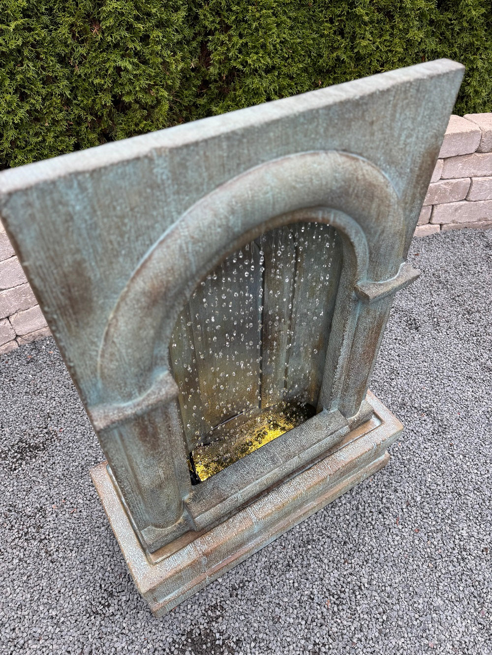 Grotto Falling Diamonds Fountain with Light Cathedral Archway and Square water feature