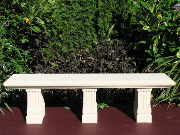 Hand poured architectural dry cast stone garden seat