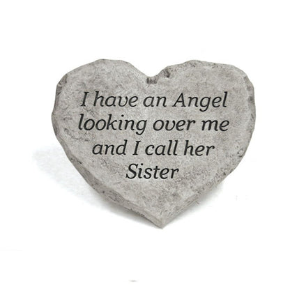 Heart Shaped Stone Memorial I have an angel looking over me and I call her Sister