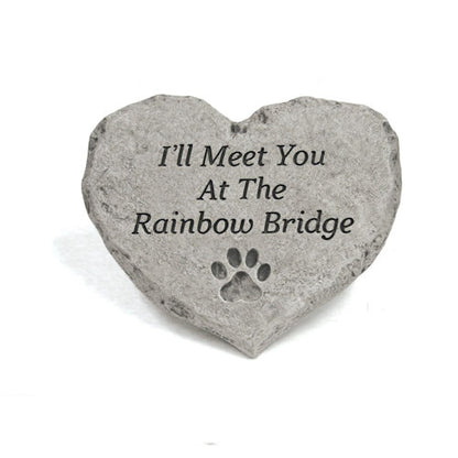 Stone with Say I'll meet you at the Rainbow Bridge Pet Memorial Paw Print