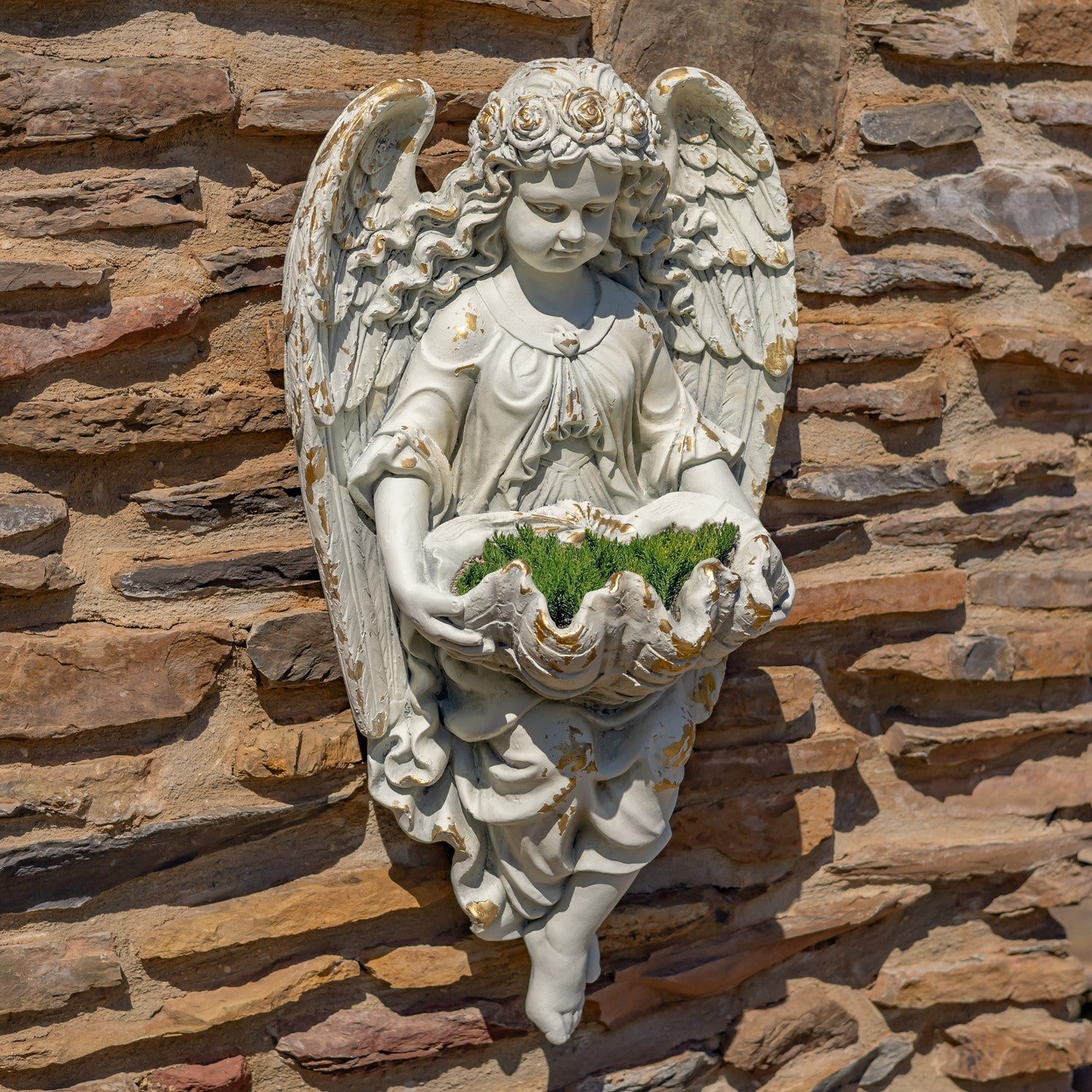 Sacred Garden Cherub Wall Hanging Planter Angel child high relief