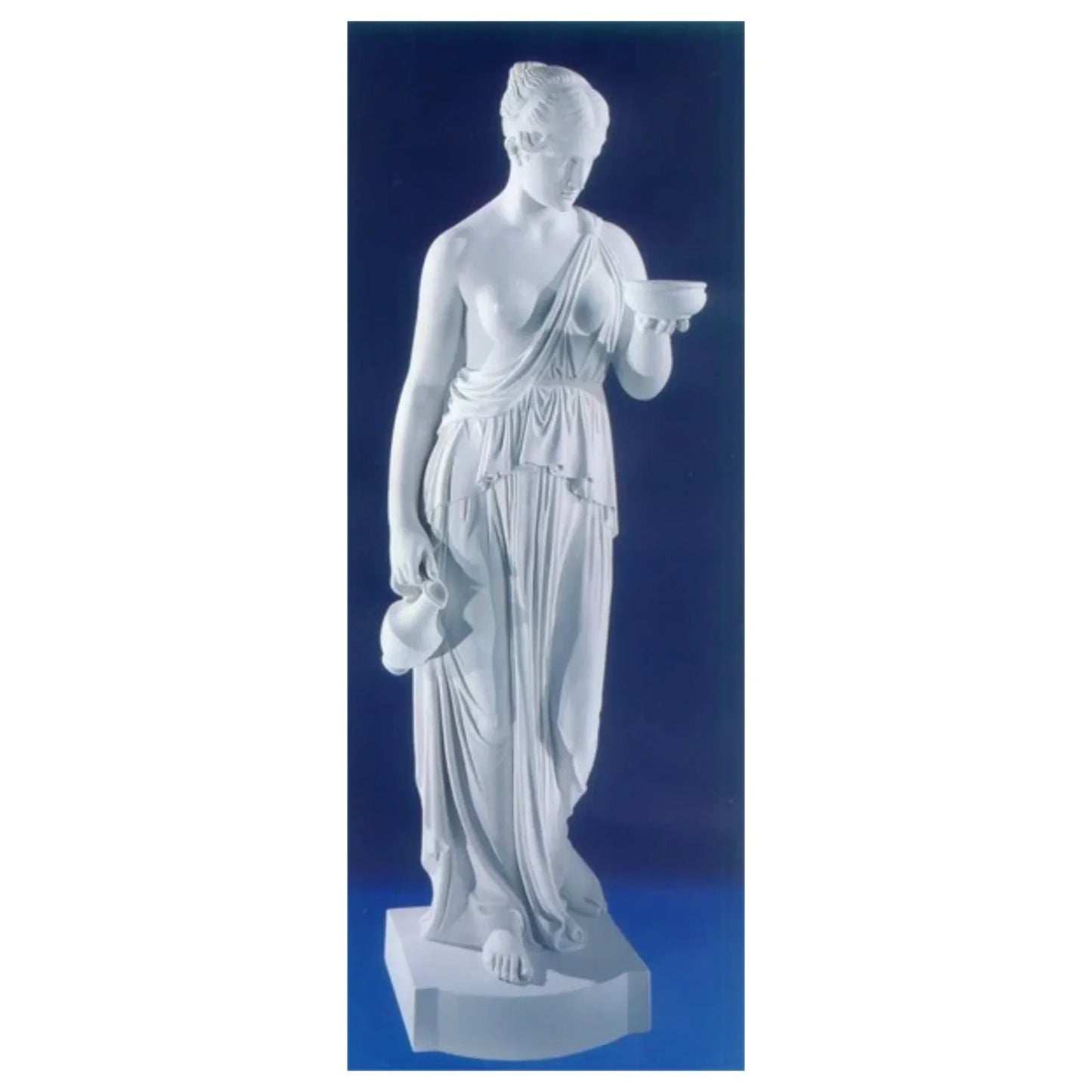 Italian marble woman statue, 65-inch Hebe sculpture suited for patios, estate gardens, or high-end outdoor design