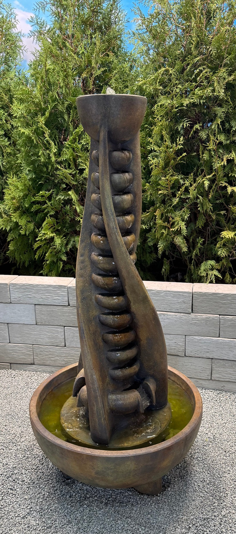 Helix Modern Cascading Garden Fountain 62 inches high