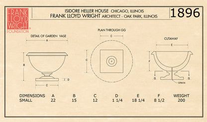 Heller Residence Urn by Frank Lloyd Wright Small 15" H