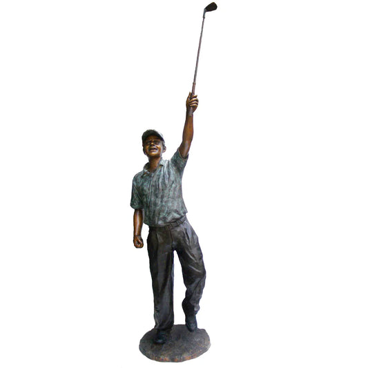 Hole in One Male Golfer Bronze Statue life-size Sculpture