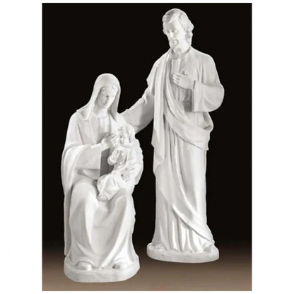 73-inch Italian marble Holy Family statue, perfect for church grounds, religious gardens, or devotional memorial displays