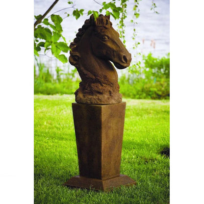 Horse Bust On Contemporary Vase Pedestal Grand-Scale Cement Statue