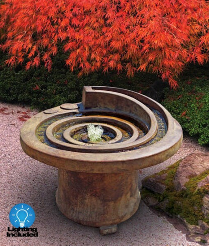 Hurricanes eye fountain in hypnotic spiral motion contemporary modern