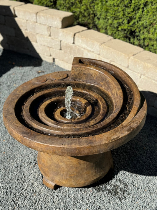 Hurricane’s Eye Spiral Fountain with Light 29 inches wide