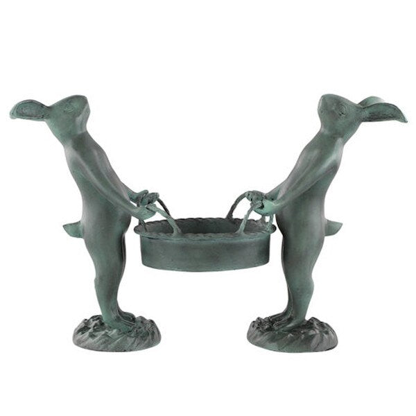 Rabbits Sculptures Pair Duo Unique Bunny Plant Holder Sculptural Art
