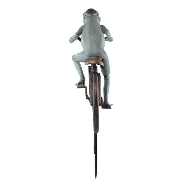 Frog Riding Bicycle Garden Statue with Helmet Decorative Bike Rider