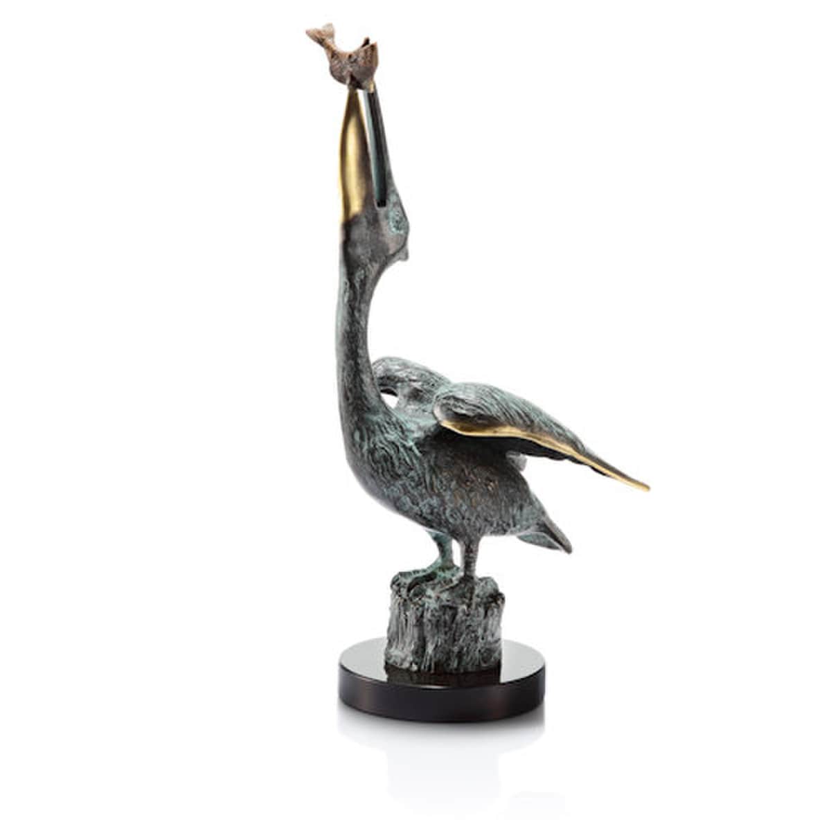 Pelican Eating Fish Sculpture