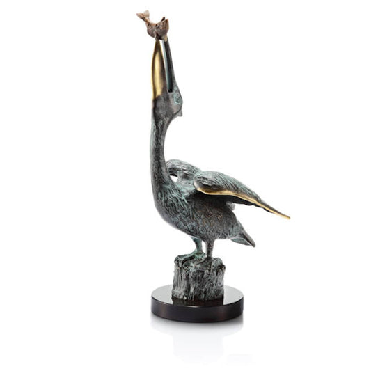 Pelican Eating Fish Sculpture
