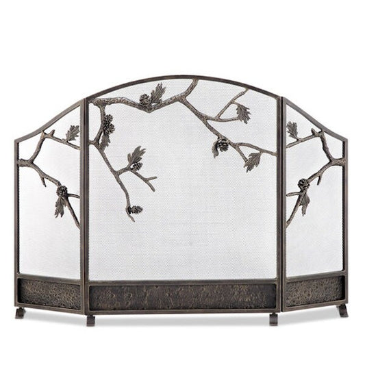 Protector Pinecone Fireplace Screen Cast Iron and Aluminum Lodge