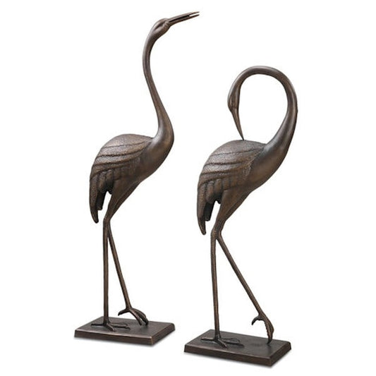 Contemporary Design Graceful Garden Crane Pair Statues Art Deco Style