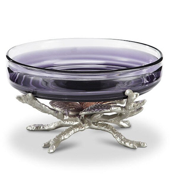Shell Decorative Bowl Glass Insert Sculptural Trio Purple Designer Statue