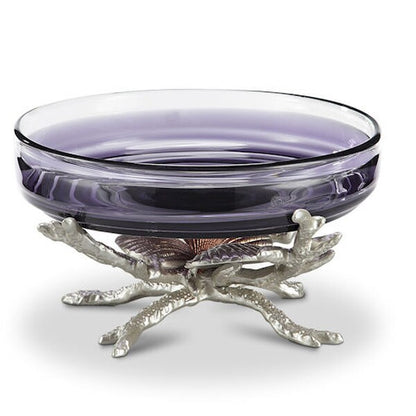 Shell Decorative Bowl Glass Insert Sculptural Trio Purple Designer Statue