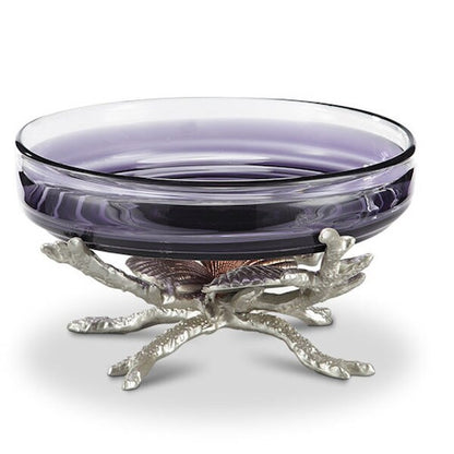 Shell Decorative Bowl Glass Insert Sculptural Trio Purple Designer Statue