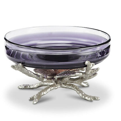 Shell Decorative Bowl Glass Insert Sculptural Trio Purple Aluminum Art