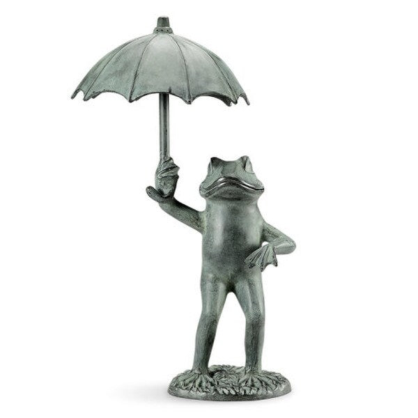 Frog with Umbrella Statue Operates with standard garden hose Rain