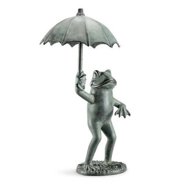 Sculpture Frog with Umbrella Statue Operates with standard garden hose