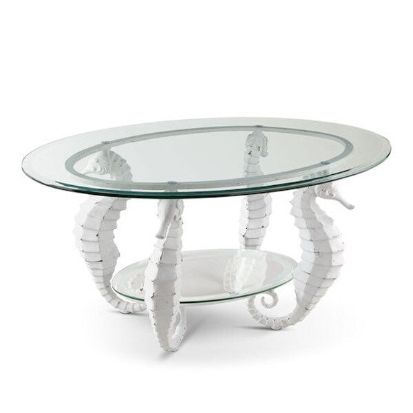 Four seahorse cocktail table sculptural White Antique Beach Home