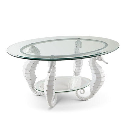 Four seahorse cocktail table sculptural White Antique Beach Home