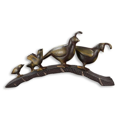 Quail Family Parade Garden Sculpture