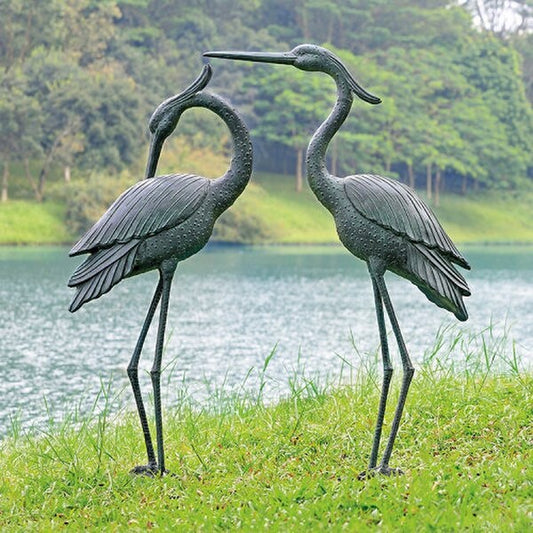 Heron Set Marshland Royals Garden Statues Birds Pair Statuary Unique