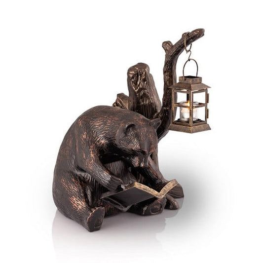 Aluminum Bear Garden Lantern Book Lover Statue candle decoration