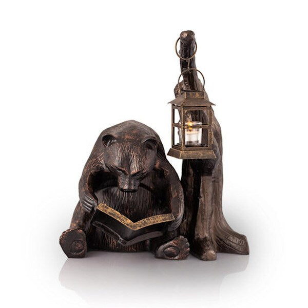 Bear Garden Lantern Book Lover Statue candle decoration Aluminum