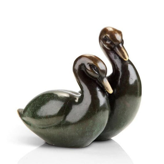 Contemporary Duck Pair Brass Statue Art Deco Modern High End
