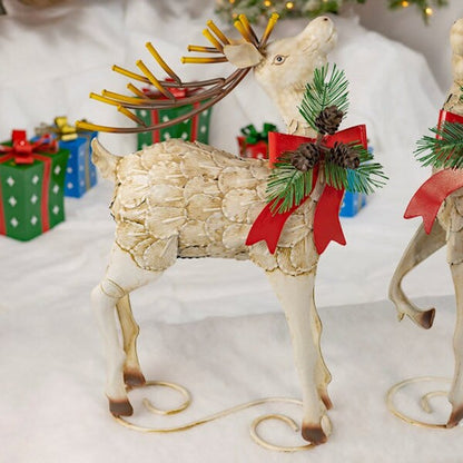Left and Right Reindeer Christmas Vintage Charm Set of Two Sculptures