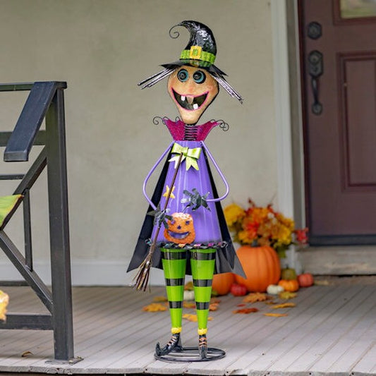 Agnes Iron Halloween Witch Garden Statue Decorative Porch Sculpture