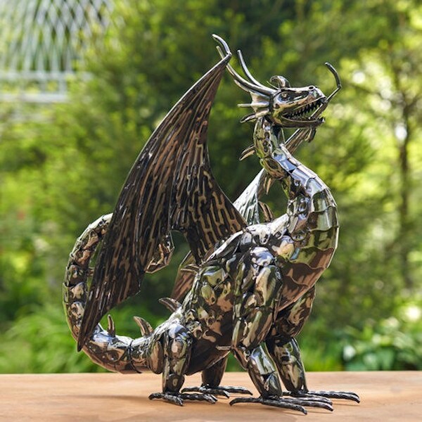 Fierce Iron Dragon Statue Halloween Sculpture Year Round Statue Display