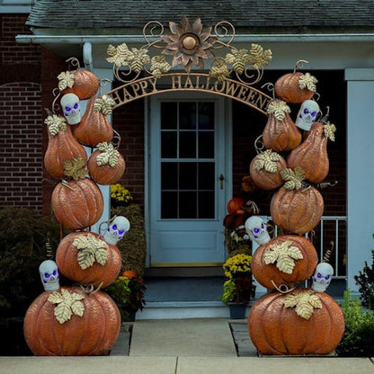 Happy Halloween Arch with Pumpkins and Skulls