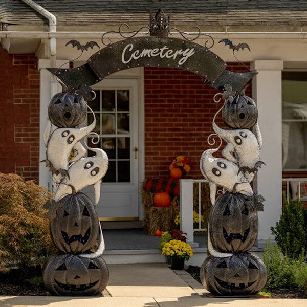 Halloween Cemetery Arch Lighted Pumpkins