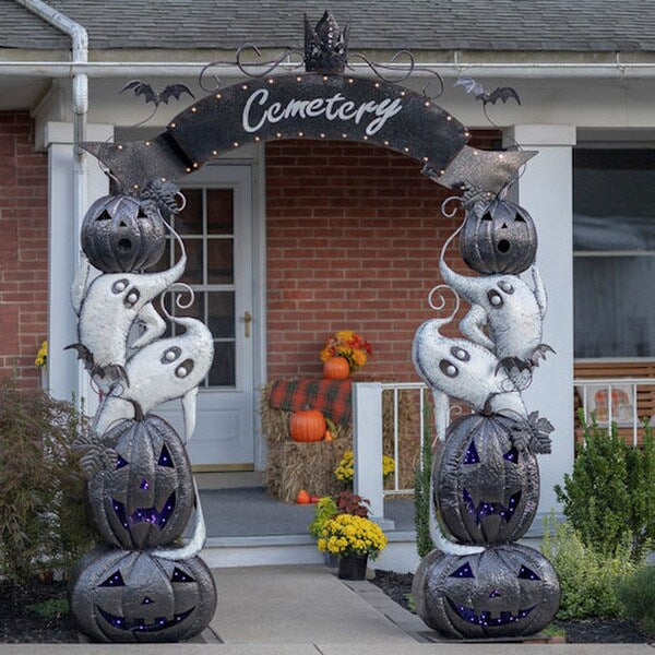 Halloween Cemetery Arch Lighted Pumpkins