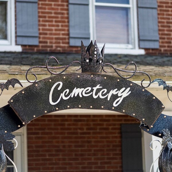 Halloween Cemetery Arch Lighted Pumpkins