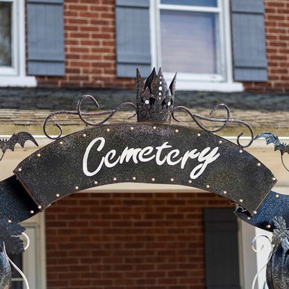Halloween Cemetery Arch Lighted Pumpkins
