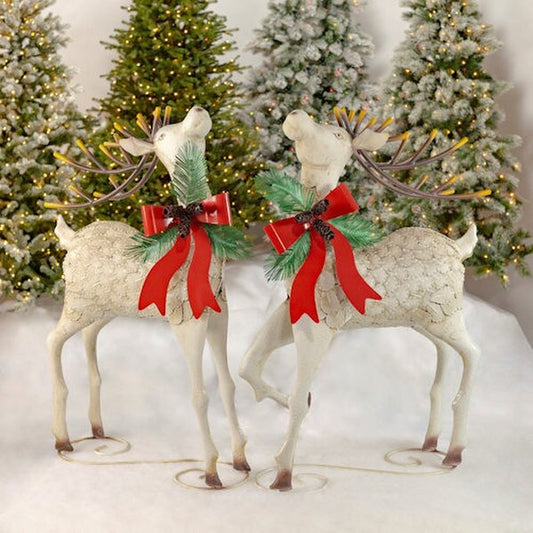 Iron Reindeer Christmas Pair 48"High