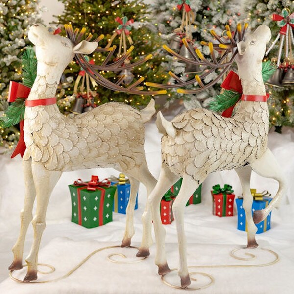 Iron Reindeer Christmas Pair 48"High