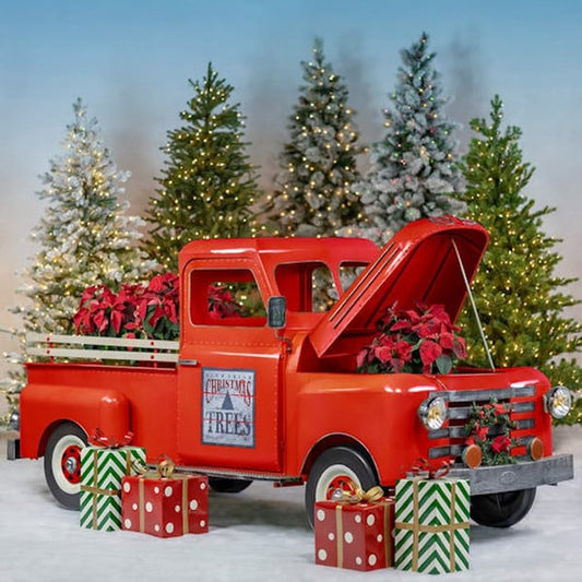 Christmas Truck Pick up red Replica of Truck Holiday Large Scale Sculpture