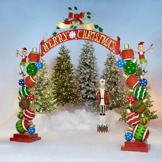 Archway with Santa's Elves Christmas Sculpture
